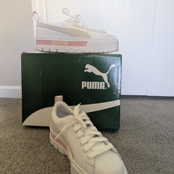 PUMA Mayze Platform Sneakers – White/Pink/Tan | Women’s Size 7.5 - Picture 4 of 10